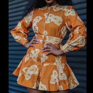 Ginger Paisley Fit and Flare Button Down Dress